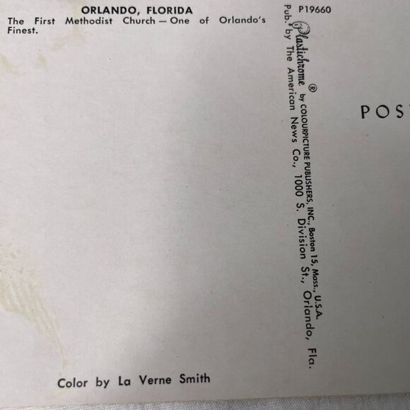 Vintage Postcard First Methodist Church Orlando Florida Plastichrome u - Picture 5 of 5